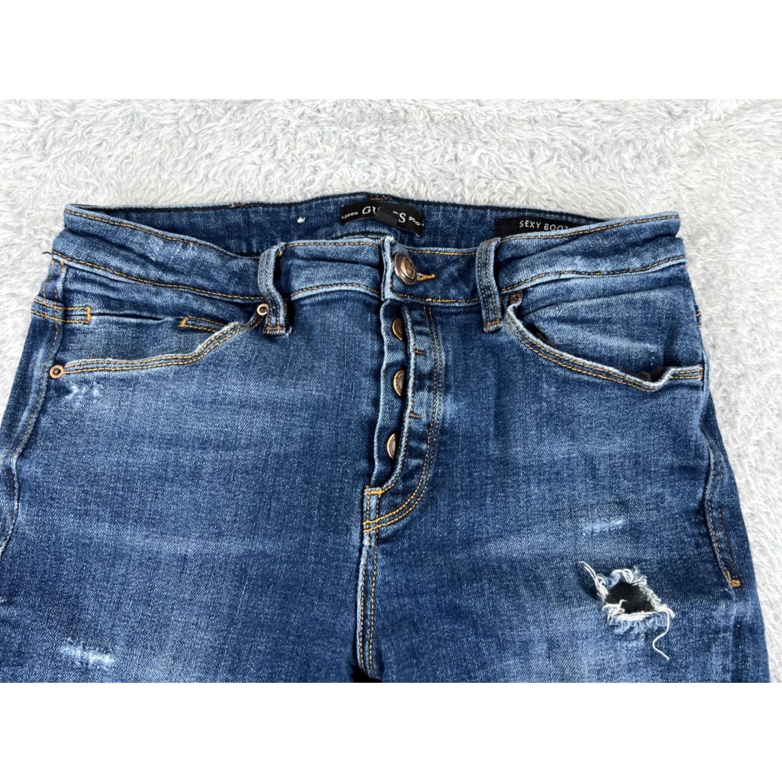 Guess Guess Jeans Womens 27 Blue Denim Boot Cut Mid Rise Cotton 26x32 Size 27" / US 4 / IT 40 - 4 Thumbnail