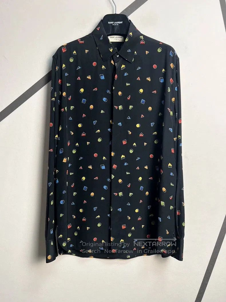 Saint Laurent Paris Saint Laurent 19AW Silk Geometric Print Shirt. Size US M / EU 48-50 / 2 - 1 Thumbnail