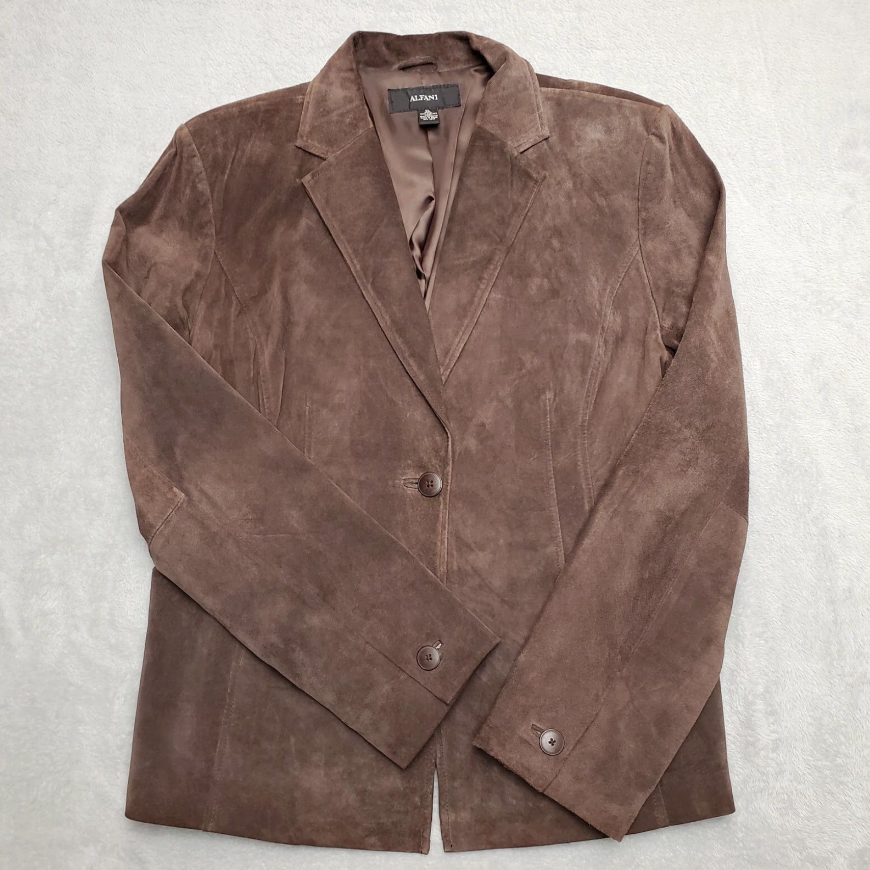 Alfani Alfani Blazer Womens XL Brown Leather Casual Professional Lined Jacket Size XL / US 12-14 / IT 48-50 - 2 Thumbnail