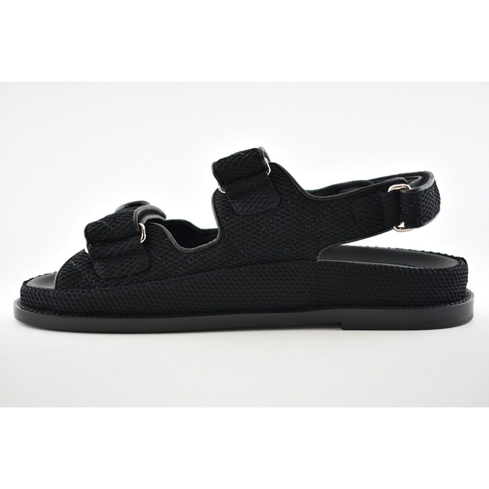Chanel Chanel 21C Black Fabric Silver CC Logo Mule Slide Strap Size US 10 / IT 40 - 9 Thumbnail