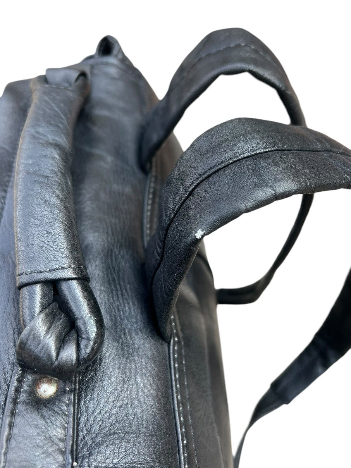 Leather Vintage PIEL Hand Made All Leather Black Backpack Bag Size ONE SIZE - 19 Thumbnail