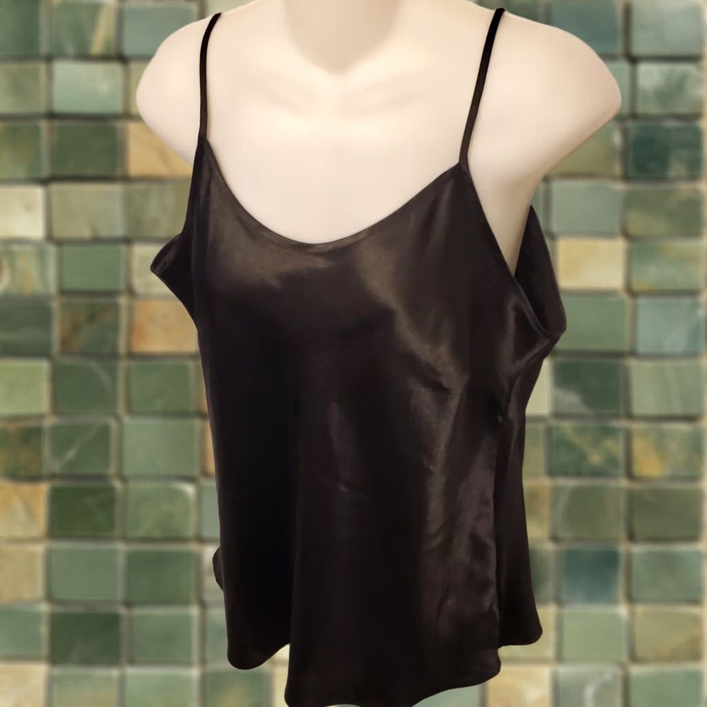 Vintage VINTAGE Black Silky Cami Tank Minimalist Witchy Goth Womens Sz M/L Size M / US 6-8 / IT 42-44 - 1 Thumbnail