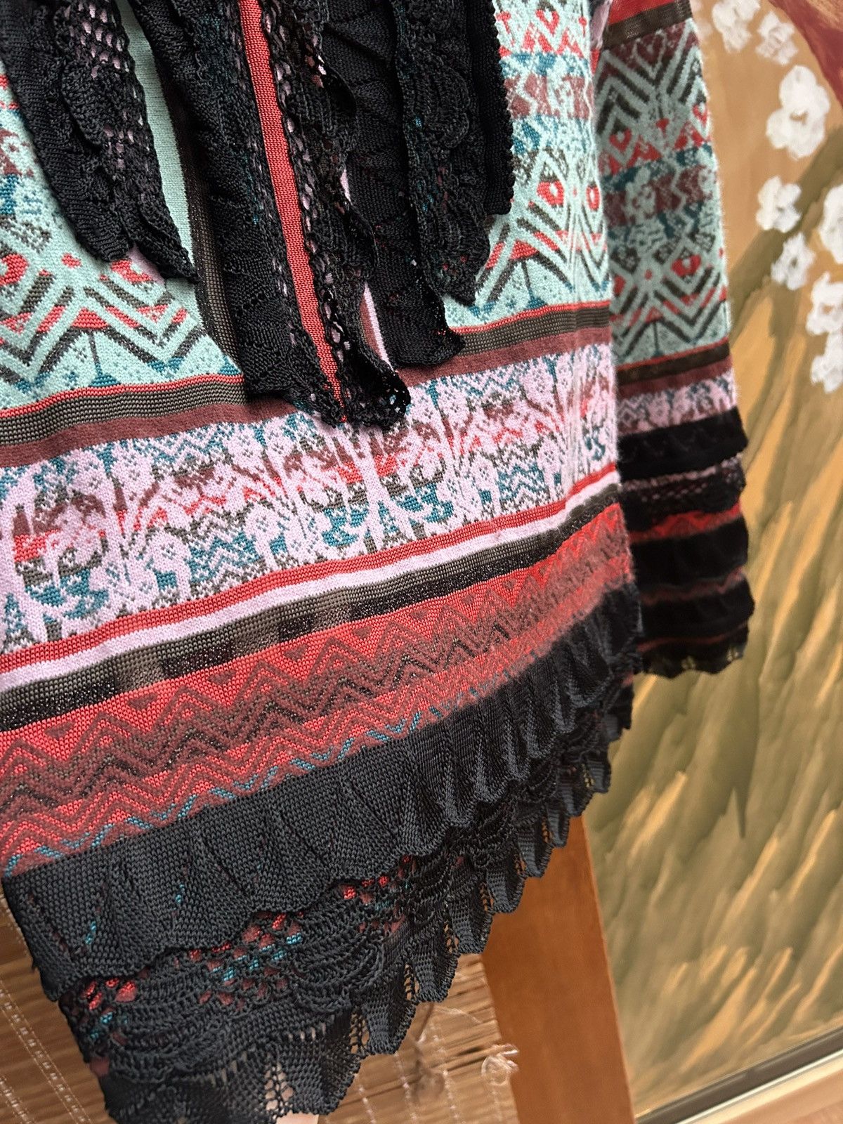 Christian Lacroix Christian Lacroix Knit Top Lace Trim Jacquard Boho Sweater Size M / US 6-8 / IT 42-44 - 6 Thumbnail