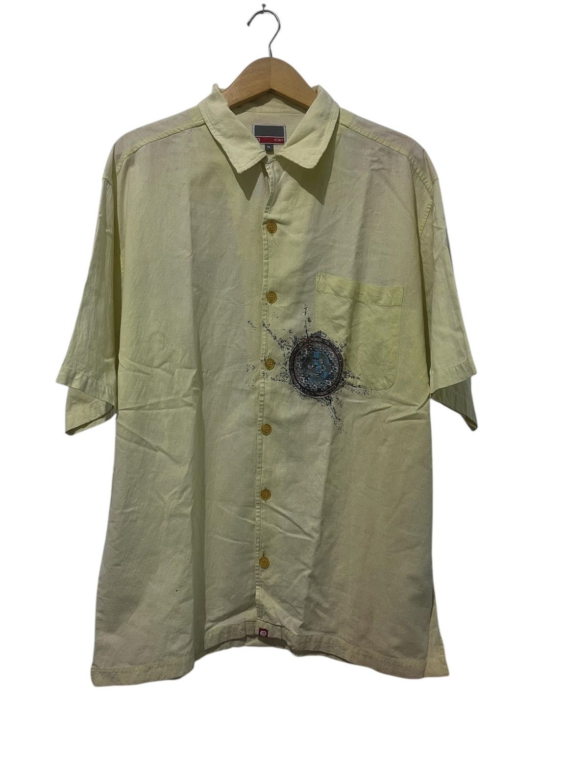 Ocean Pacific 90s/Y2K Ocean Pacific OP Yellow GPS Graphic Button Up Size US XXL / EU 58 / 5 - 1 Thumbnail