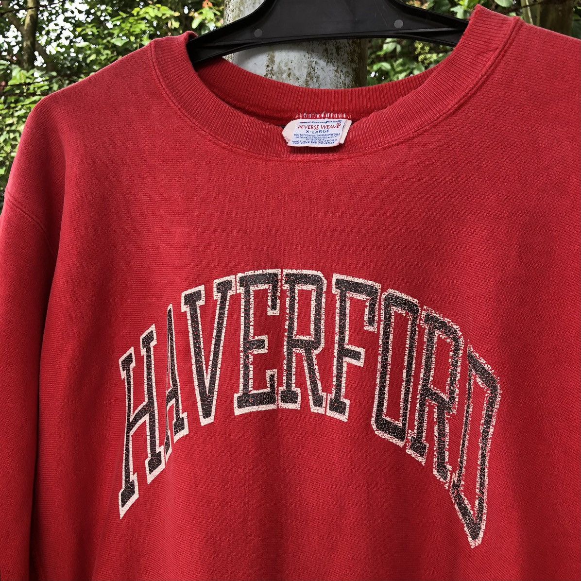 Vintage Vintage 80s Champion Reverse Weave Red Distressed Sweatshirt Size US L / EU 52-54 / 3 - 2 Thumbnail