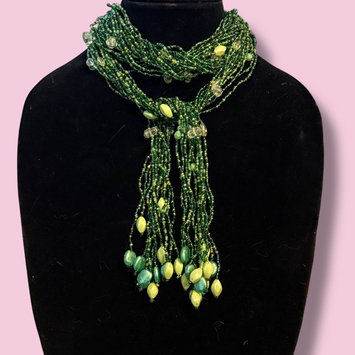Vintage Vintage green multi strand convertible seed bead necklace Size ONE SIZE - 1 Thumbnail