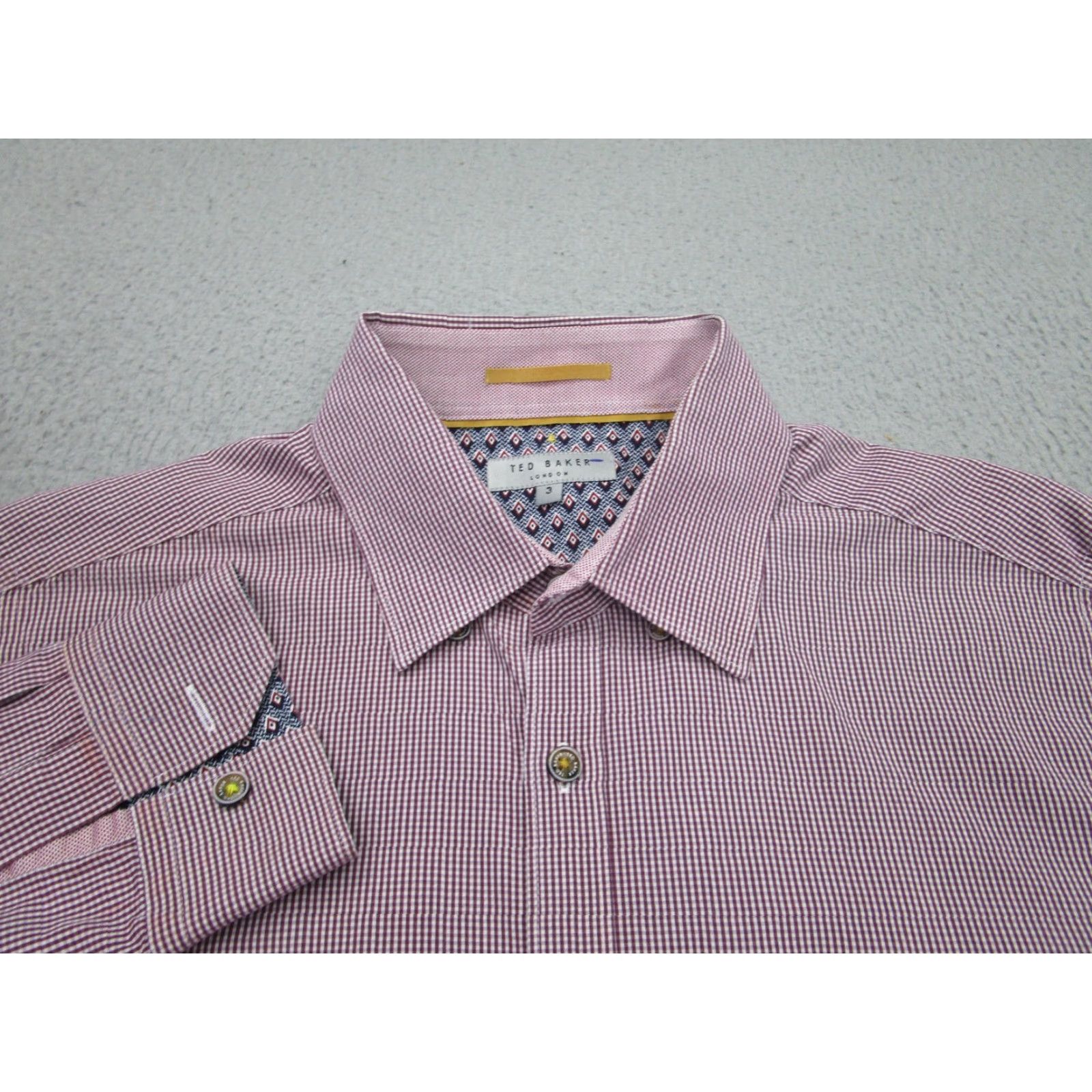 Ted Baker Ted Baker Shirt Mens Small Purple Gingham Check Button-Up Casual Classic Long Sleeve Size US S / EU 44-46 / 1 - 3 Thumbnail