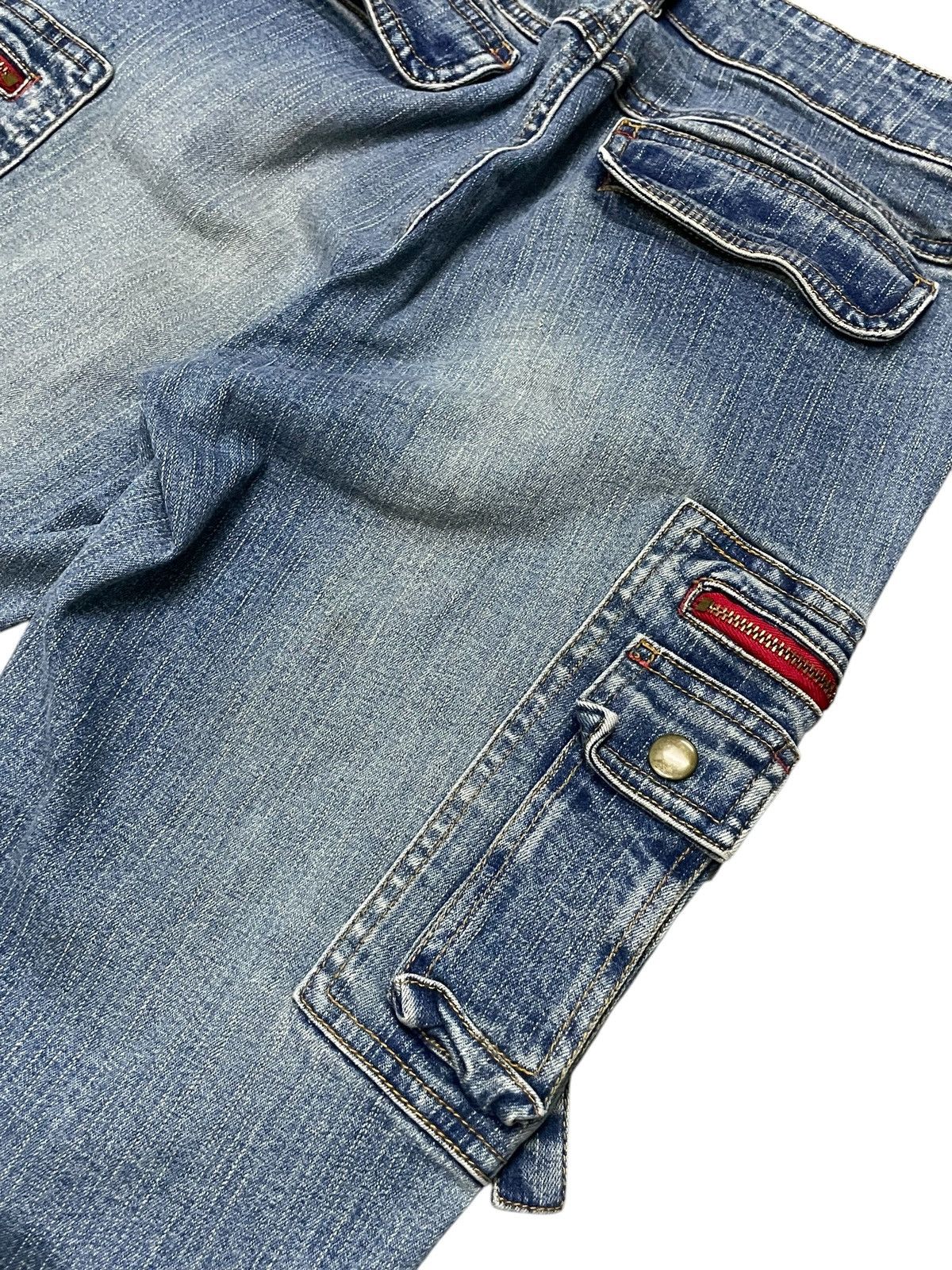 Japanese Brand × Le Grande Bleu (L.G.B.) × Tornado Mart Strech Cargo Flare Multi Pocket Jeans Size US 27 - 15 Thumbnail