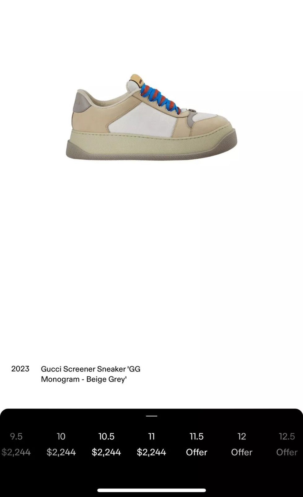 Gucci Gucci Double Screener Monogram sneakers Beige/white Grey Size US 10 / EU 43 - 2 Thumbnail