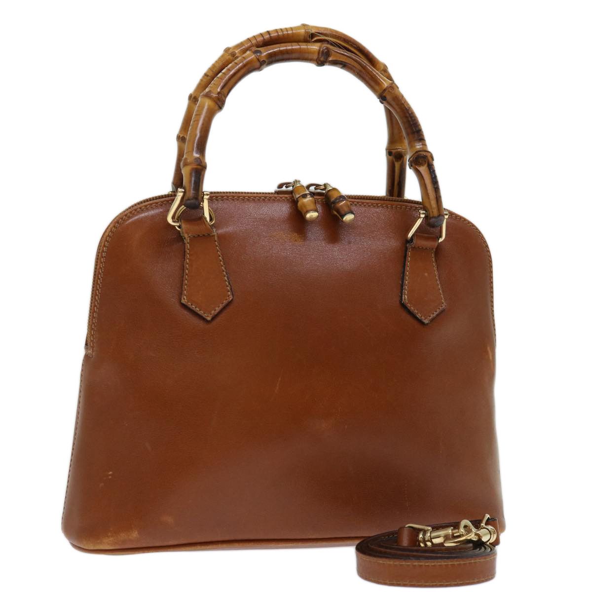 image of Gucci Bamboo Hand Bag Leather 2Way Brown 000 2865 0290 Auth Ep3763, Women's