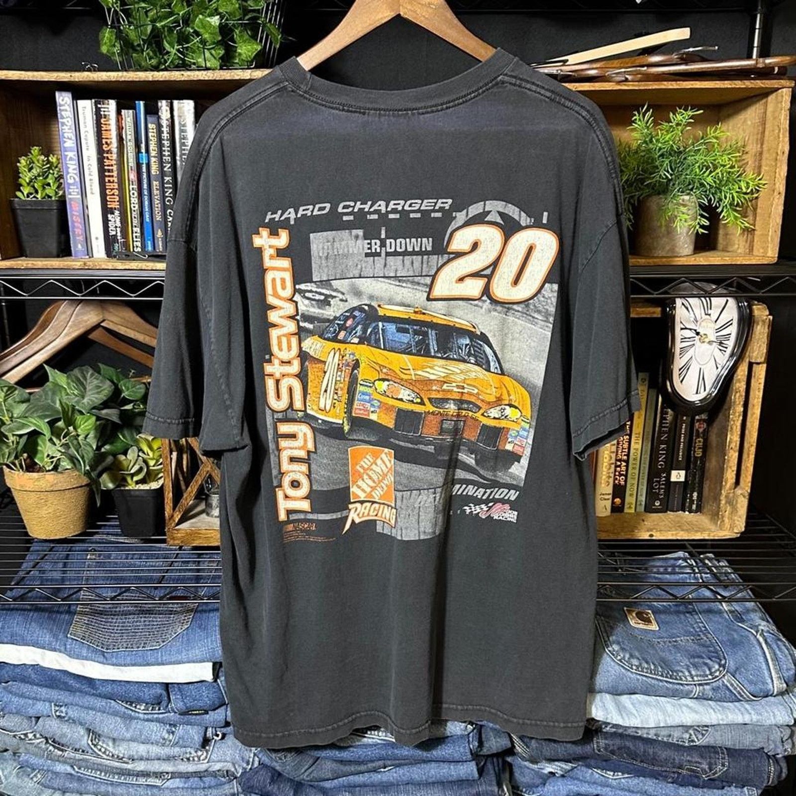 NASCAR Vintage Y2K Tony Stewart AOP NASCAR Tee Faded Black Shirt Size US XL / EU 56 / 4 - 2 Thumbnail