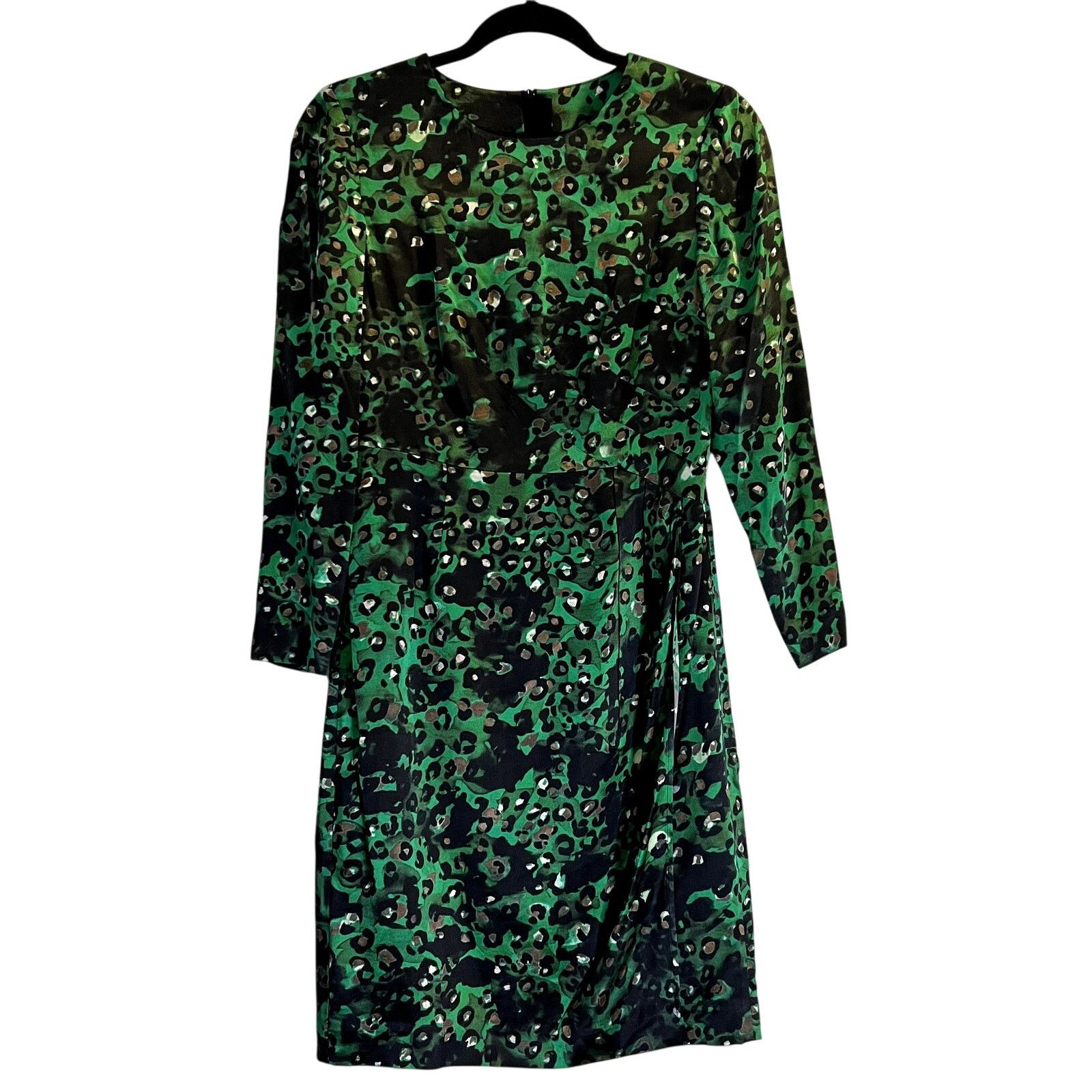 LK Bennett L.K. Bennett London Idris long sleeve silk mini dress green Size S / US 4 / IT 40 - 2 Thumbnail