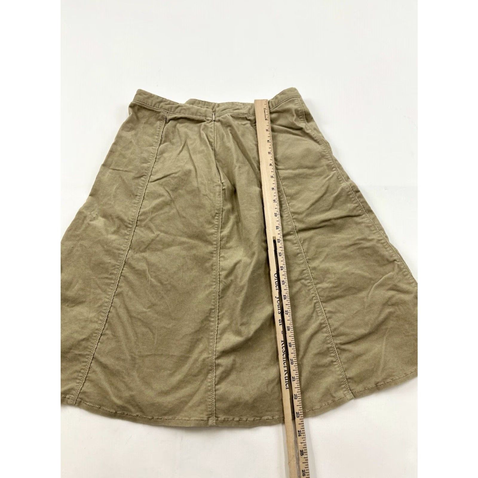 Vintage HORNY TOAD Skirt Women's L Khaki Corduroy A-Line Knee Length Beige Cotton Elastane Pull On Size 36" / US 14 / IT 50 - 7 Thumbnail