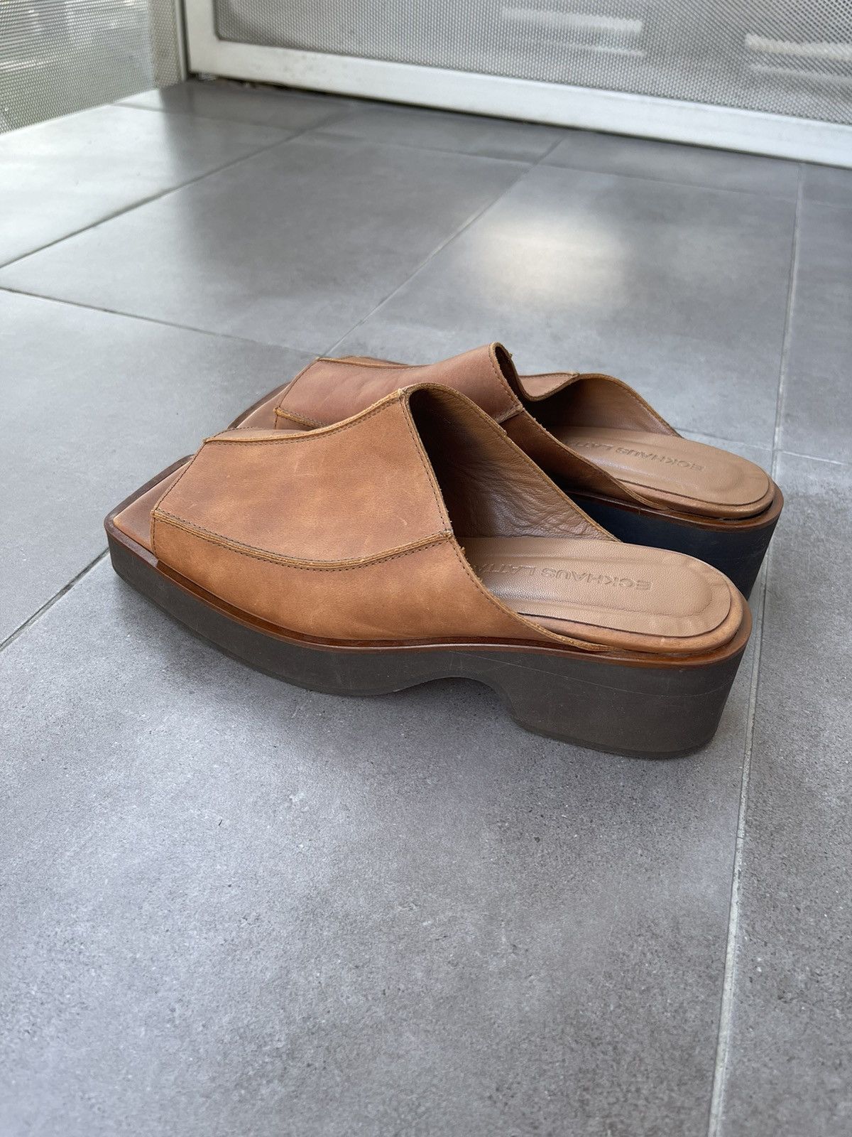 Eckhaus Latta !DS! SS23 Eckhaus Latta Tan Leather Men Slide M Size US 9 / EU 42 - 6 Thumbnail