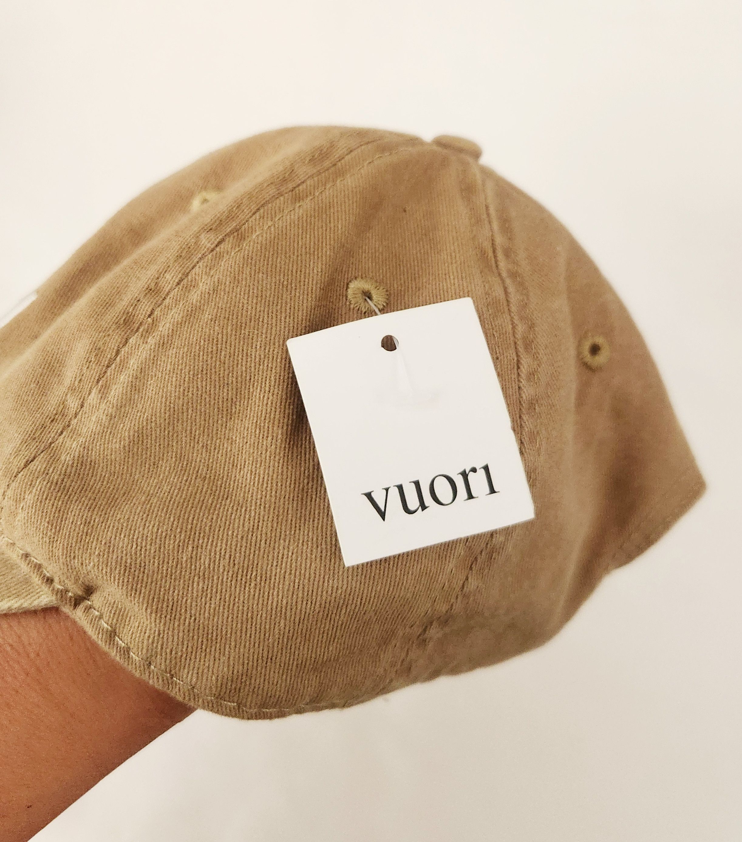 Vuori Vuori Hat Spell Out Ball Cap Khaki Brown Camel Embroidered Size ONE SIZE - 6 Thumbnail