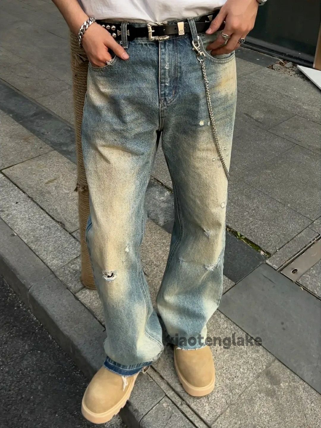Jean × Vintage washed faded punk grunge damaged stain ripped jeans Size US 30 / EU 46 - 3 Thumbnail