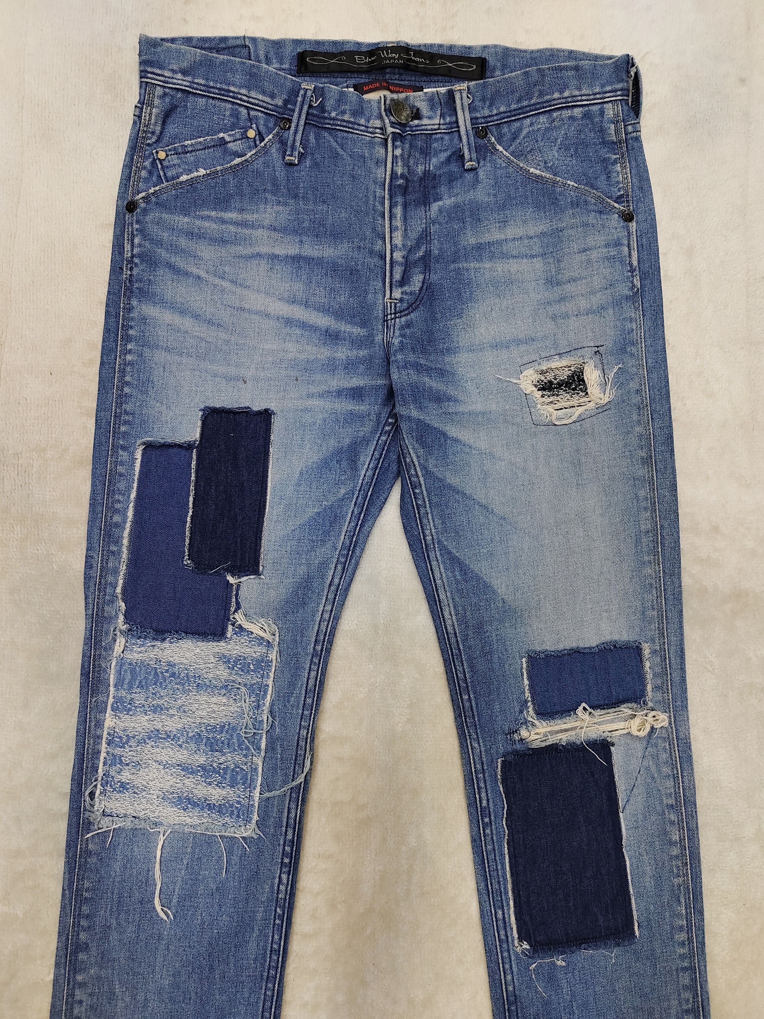 If Six Was Nine Blue Way🇯🇵 Repair Panel Pacthwork Distressed Slim Jeans Size US 30 / EU 46 - 3 Thumbnail