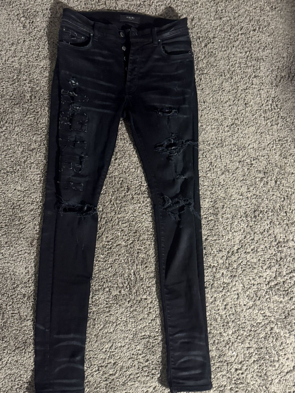 Amiri Denim Logo Applique Jean Black