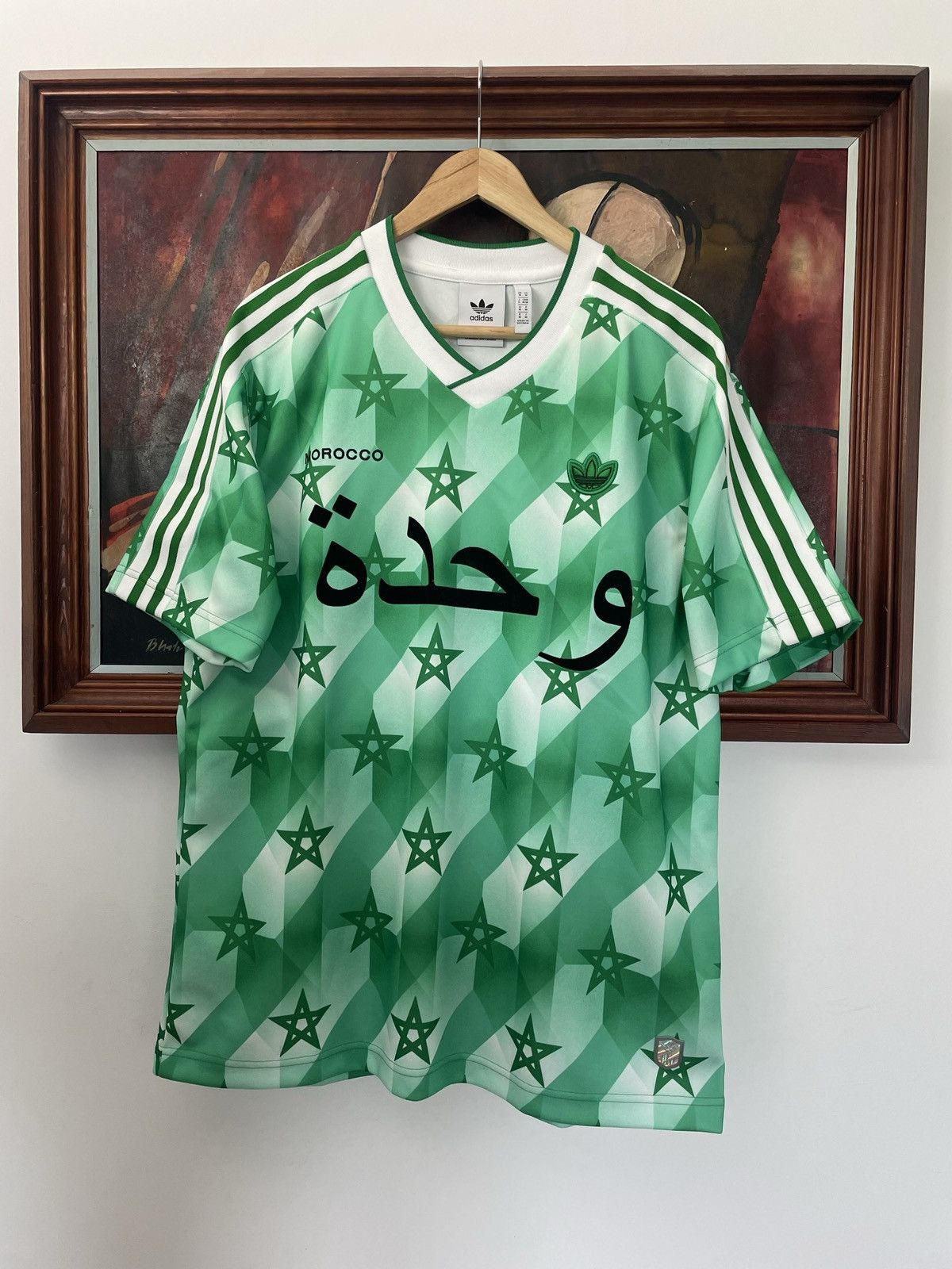 image of Adidas Morocco Retro Jersey Soccer Football Sport Streetwear in Green, Men's (Size Medium)