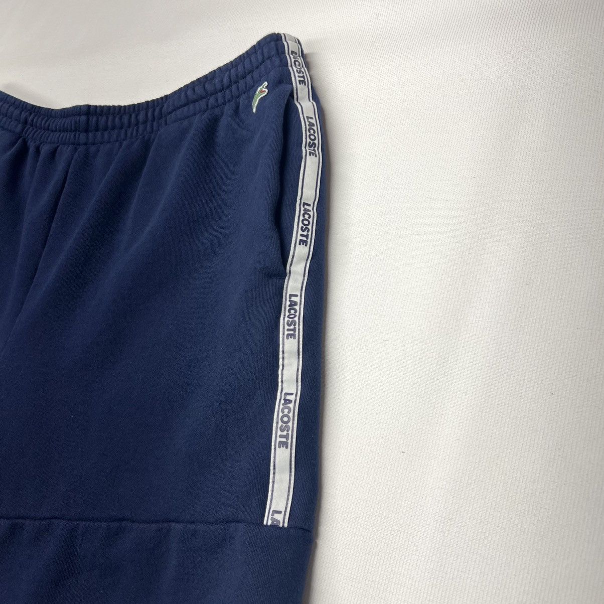 Lacoste Lacoste Sweat Shorts Blue Stripe Letter Logo Navy Drawstring Size US 36 / EU 52 - 3 Thumbnail