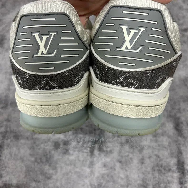 Louis Vuitton Louis Vuitton TRAINER Grey and White Denim Crystal Base Sh Size US 8 / EU 41 - 6 Thumbnail