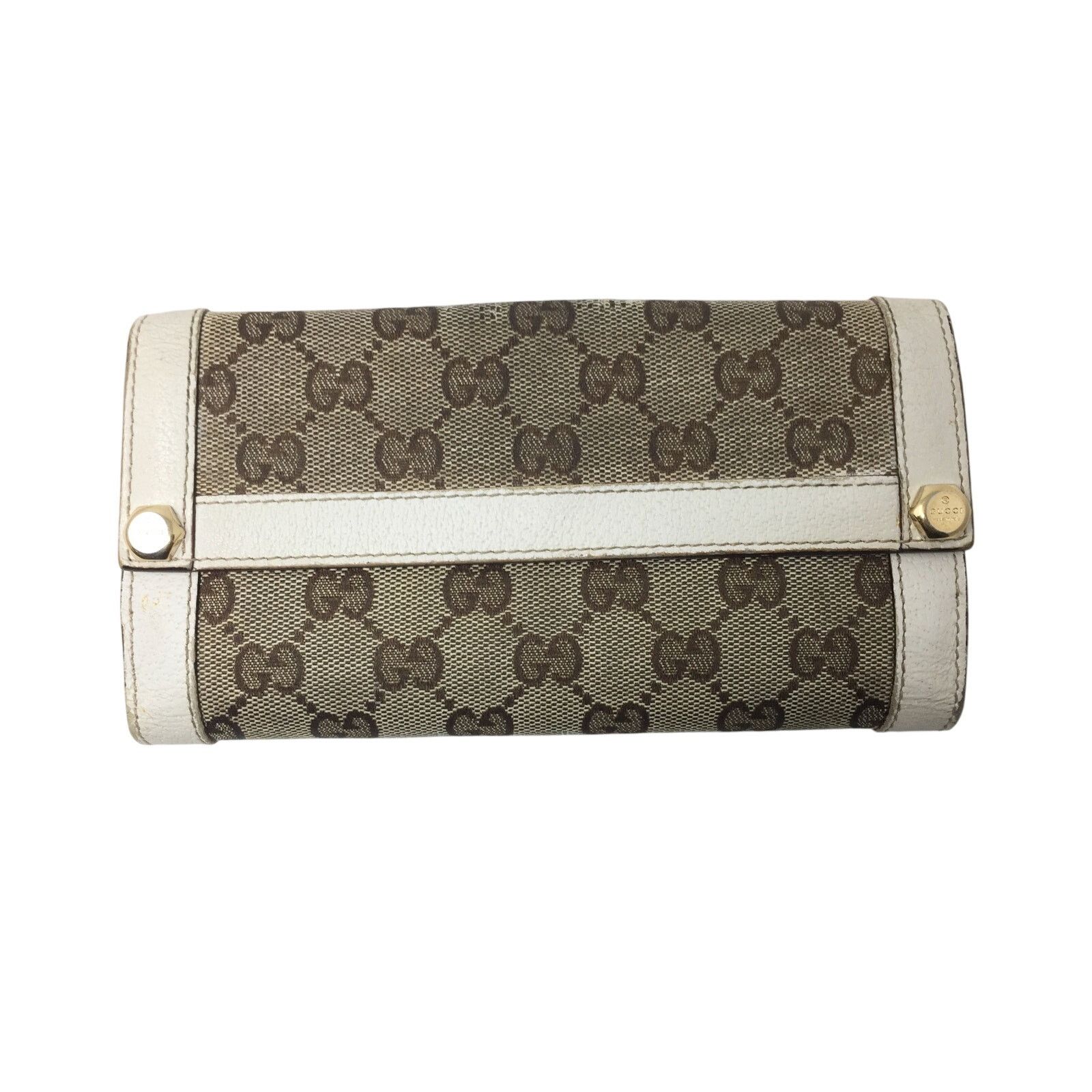 Gucci Gucci GG Canvas Beige with White Leather Continental Wallet Size ONE SIZE - 1 Thumbnail