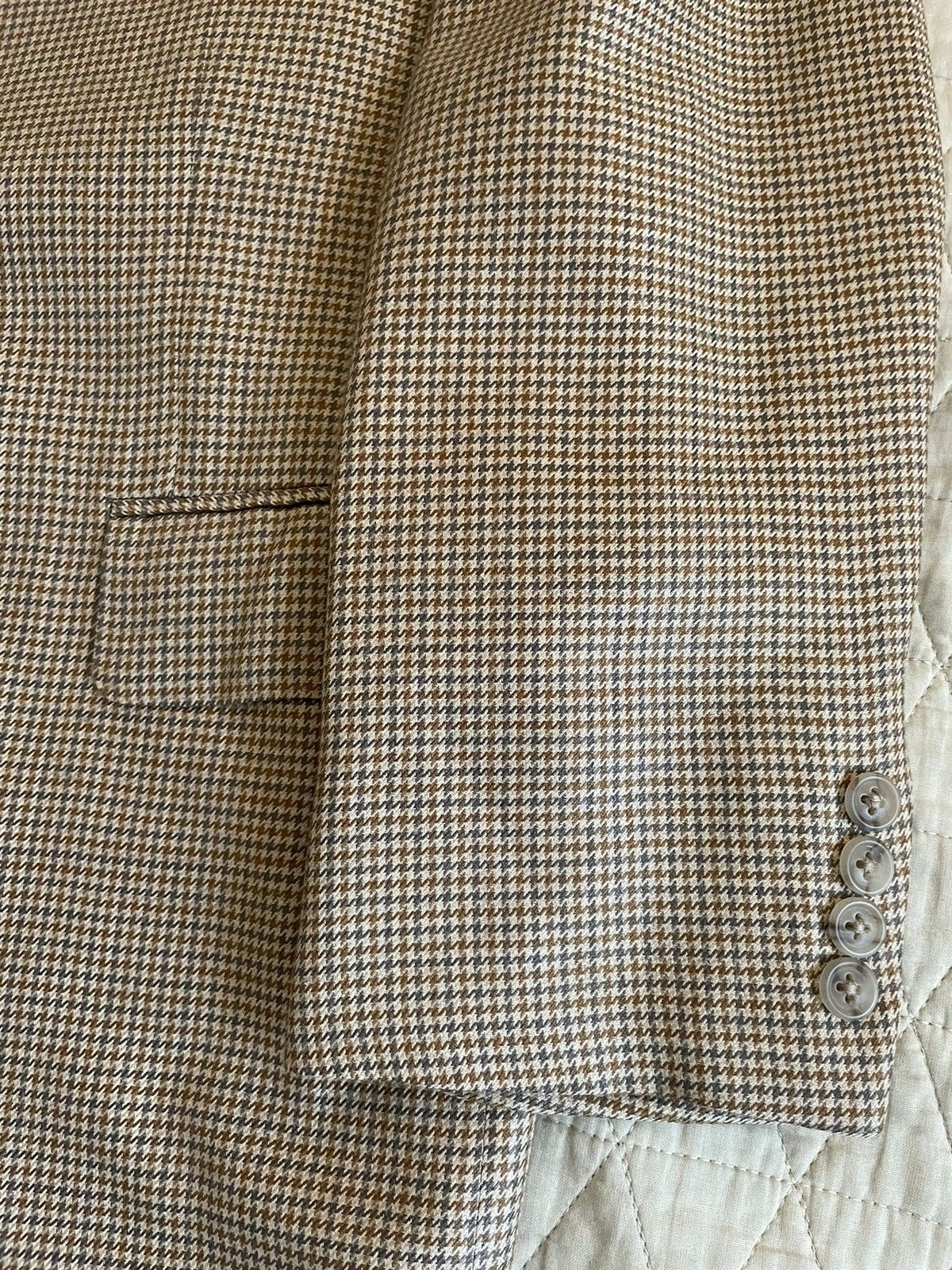 Ermenegildo Zegna × Vintage Houndstooth Check Silk & Camelhair Jacket Size 38R - 3 Thumbnail