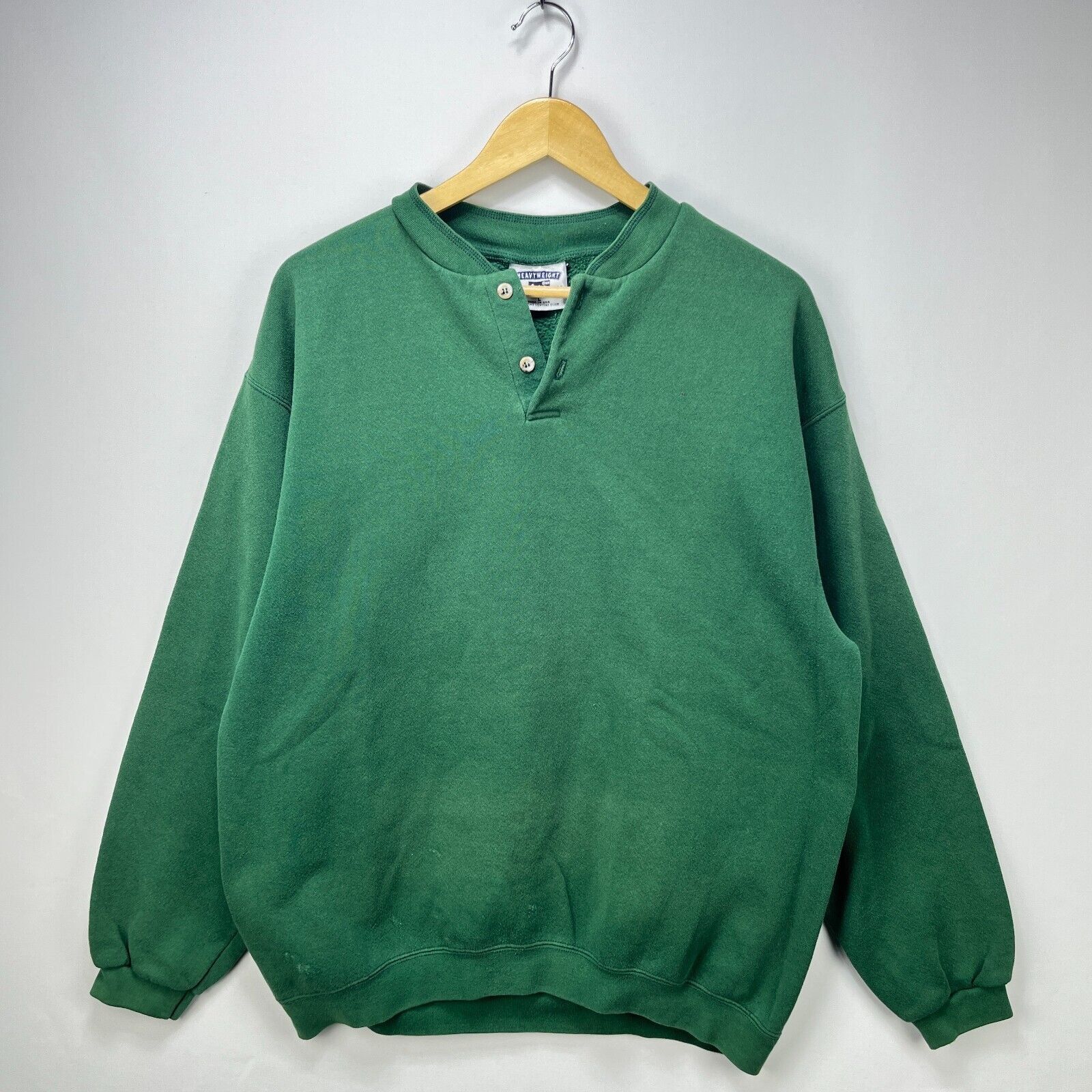 Lee × Vintage Vintage 90s Sun Faded Blank Forest Green USA Large Lee Size US L / EU 52-54 / 3 - 1 Thumbnail