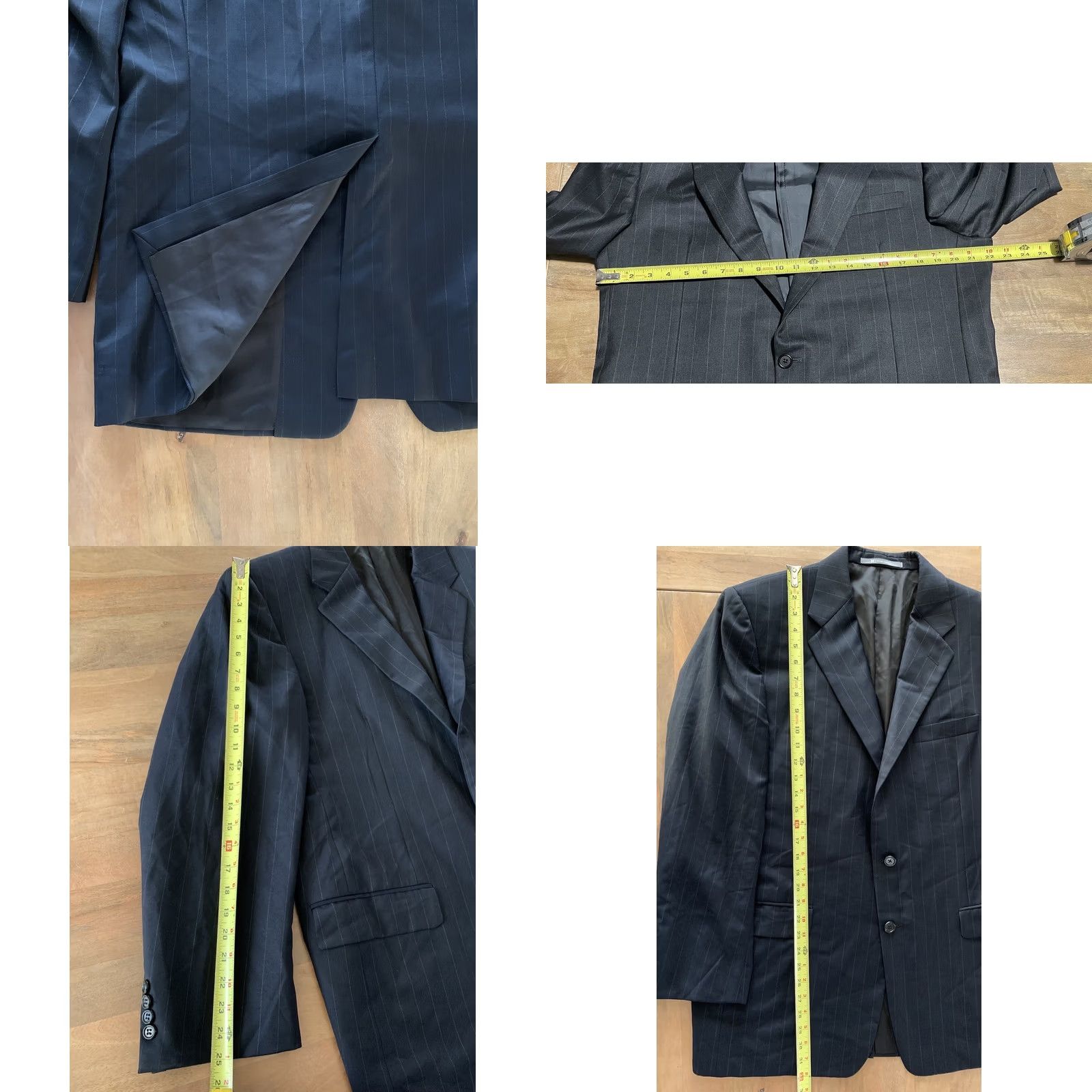 Madison Hickey Freeman Blazer Sport Coat - 43 Regular Dark Gray Pinstripe Wool Loro Piana 120s 43R Madison Jacket Mens Size 46R - 8 Thumbnail