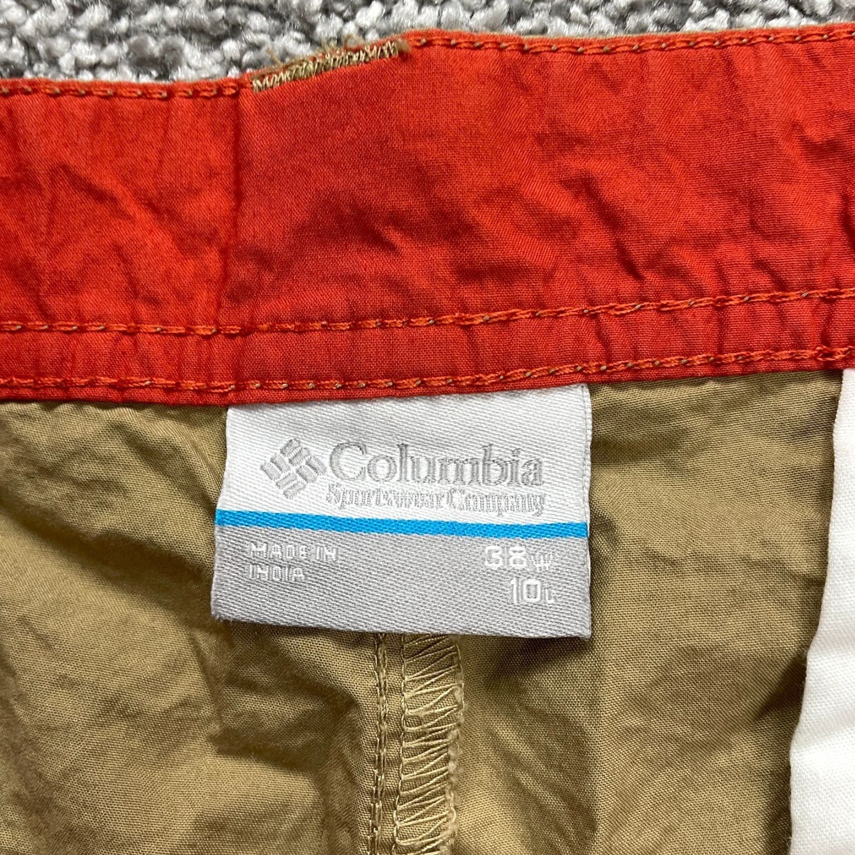Vintage Columbia Chino Shorts Men Brown Flat Front Casual 38x9 Cotton Slash Pocket - Regular Fit - 9 in Inseam, 38 Waist, Brown, Solid, Outdoor, Classic, Men Size US 38 / EU 54 - 6 Thumbnail