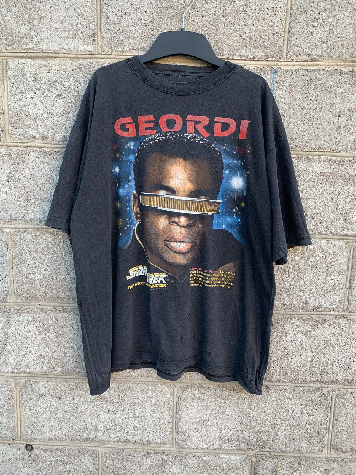 Band Tees × Vintage Star Trek Geordi Tee T Shirt 1995 Vintage Movie Size US XL / EU 56 / 4 - 1 Thumbnail