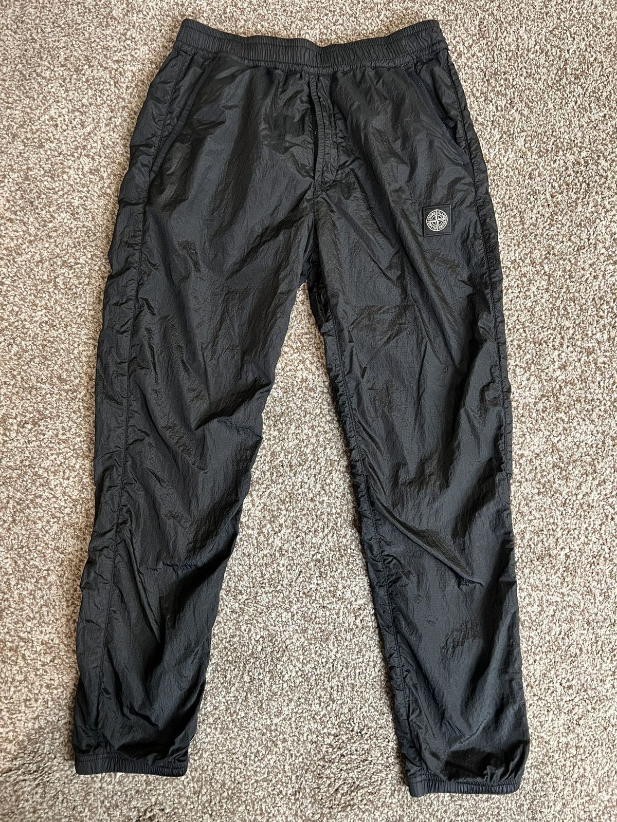 image of Stone Island Black Nylon Metal Ripstop Lounge Pants, Men's (Size 32)