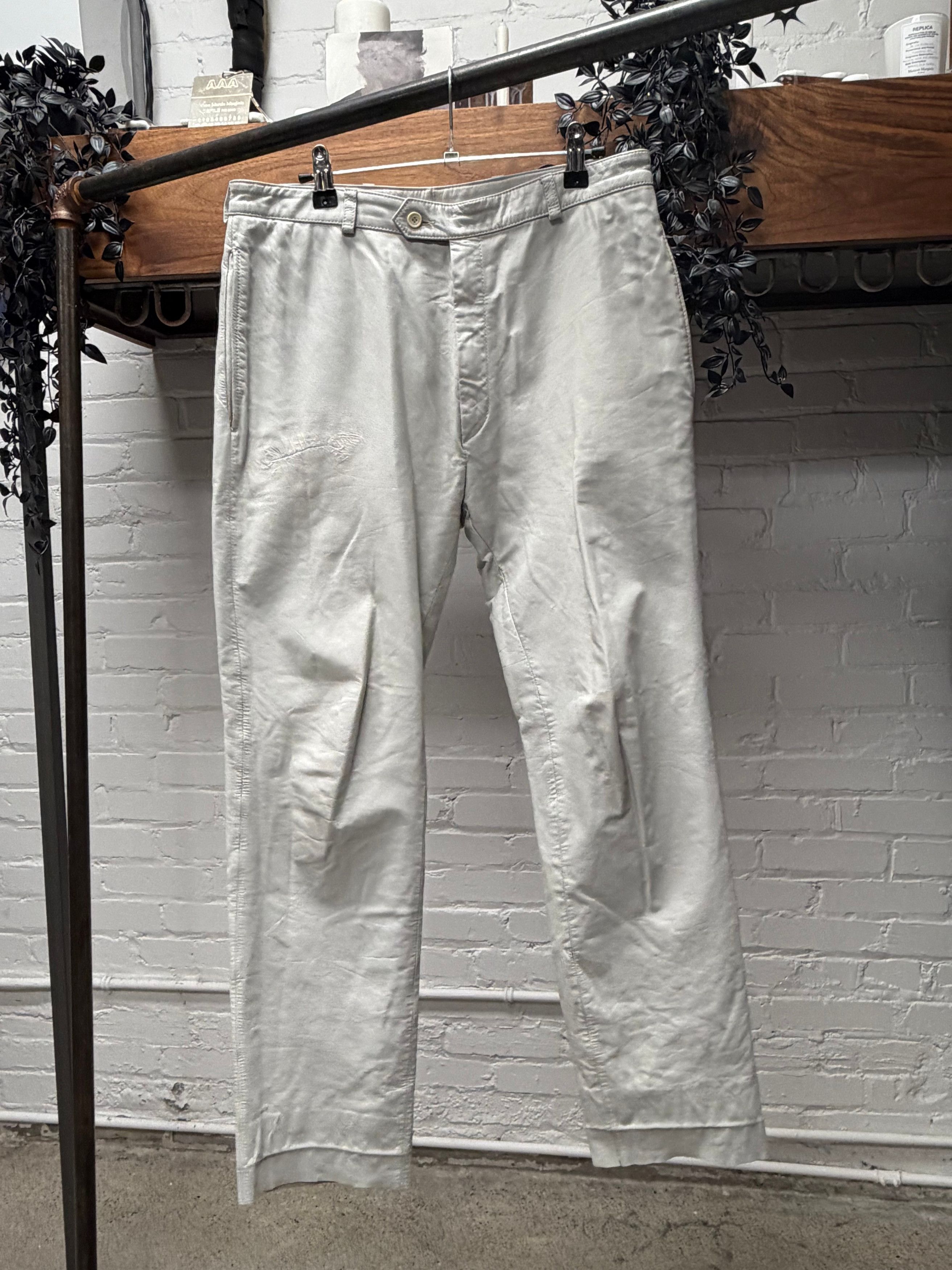 Saint Laurent Paris Vintage Yves Saint Laurent ‘Rive Gauche’ White Leather Pants Size US 31 - 1 Thumbnail