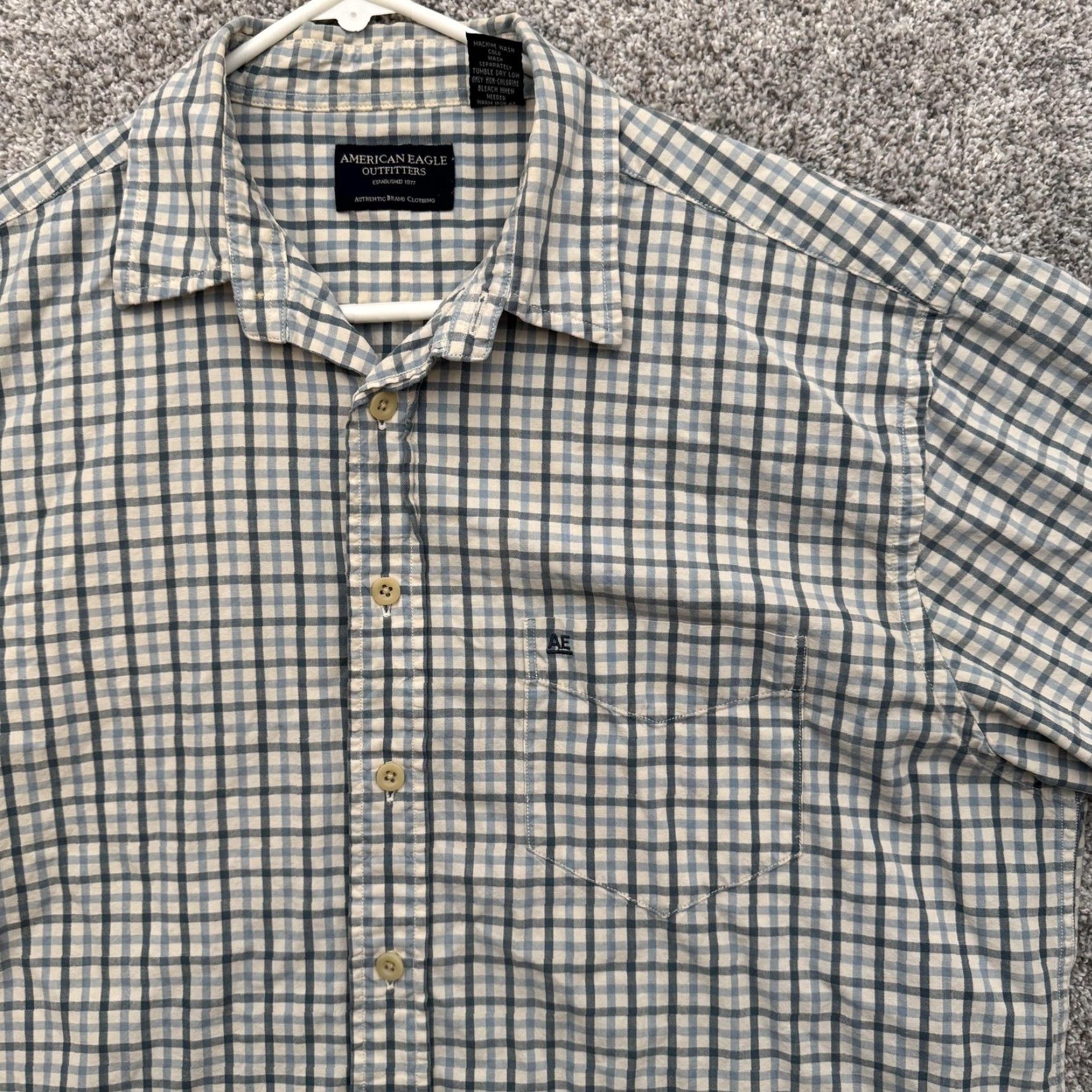 American Eagle Outfitters VINTAGE American Eagle Outfitters Plaid Button-Up Shirt L Mens 90s Preppy Blue Cotton Short Sleeve Grunge Streetwear Size US L / EU 52-54 / 3 - 6 Thumbnail