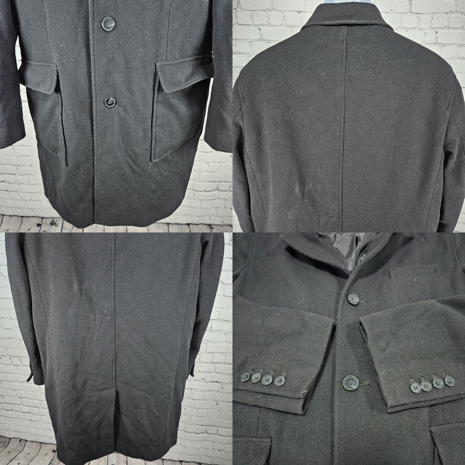 Cole Haan VINTAGE Cole Haan Black Wool Corduroy Over Coat L with Button Pockets Notch Lined Coat Mens Size US L / EU 52-54 / 3 - 8 Thumbnail
