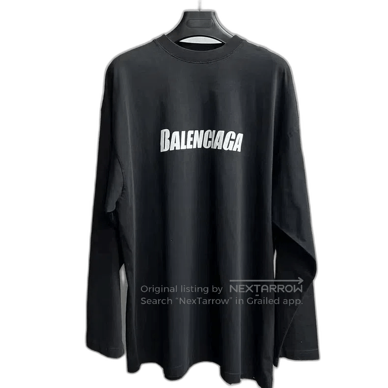 Balenciaga balenciaga's latest black logo print crewneck long. Size US L / EU 52-54 / 3 - 1 Thumbnail