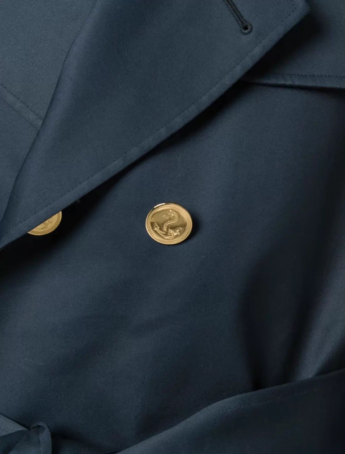 Thom Browne Thom Browne Men's Navy DB Gold-Button Trench Coat Size1 Size US S / EU 44-46 / 1 - 9 Thumbnail