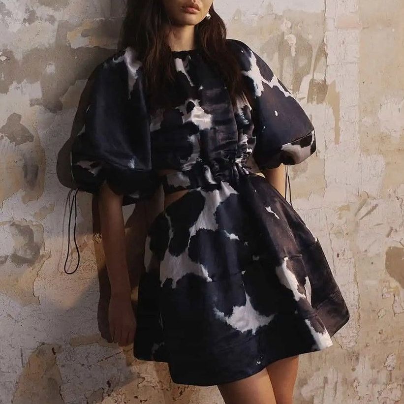 Aje AJE Oxidised Puff-sleeved Cutout Mini Dress navy size US 2 Size XS / US 0-2 / IT 36-38 - 1 Thumbnail