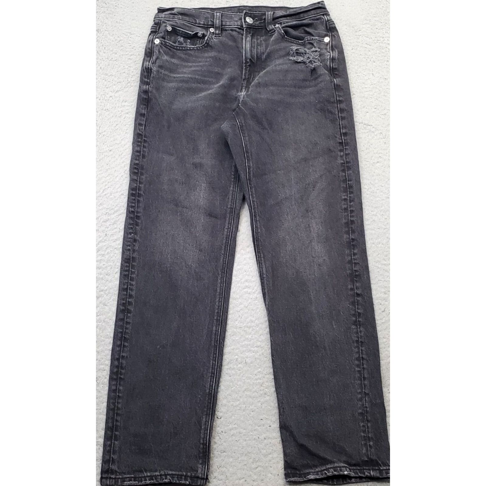 American Eagle Outfitters American Eagle Outfitters Jeans Womens 2 Black Denim Stretch High Rise Distressed Straight 5-Pocket Size 26" / US 2 / IT 38 - 2 Thumbnail