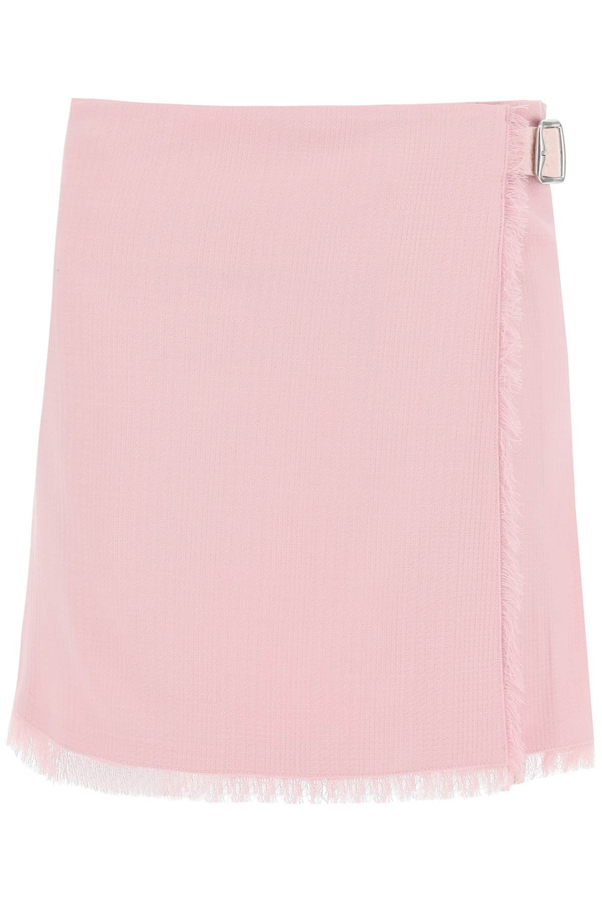 image of Burberry Textured Wool Mini Kilt Skirt in Pink, Women's (Size XS)