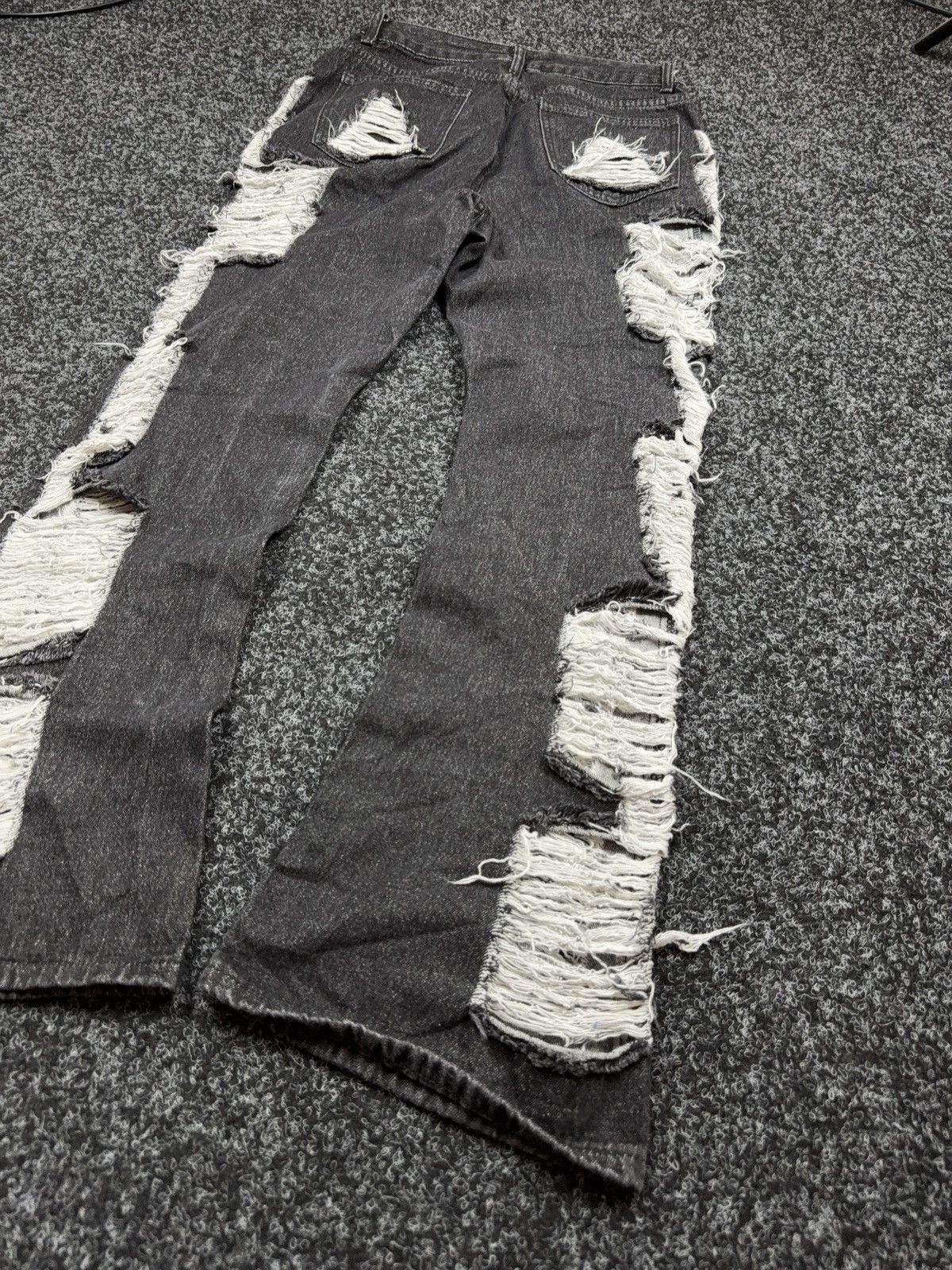 If Six Was Nine Japanese 00s LGB Black Distressed Bootcut Flared Denim Jeans Size 28" / US 6 / IT 42 - 11 Thumbnail