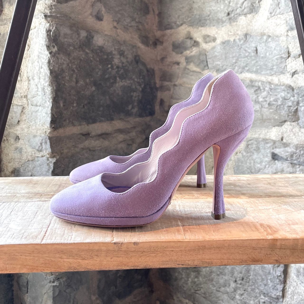 Prada Prada Lilac Suede Scallop Pumps Size US 7 / IT 37 - 6 Thumbnail
