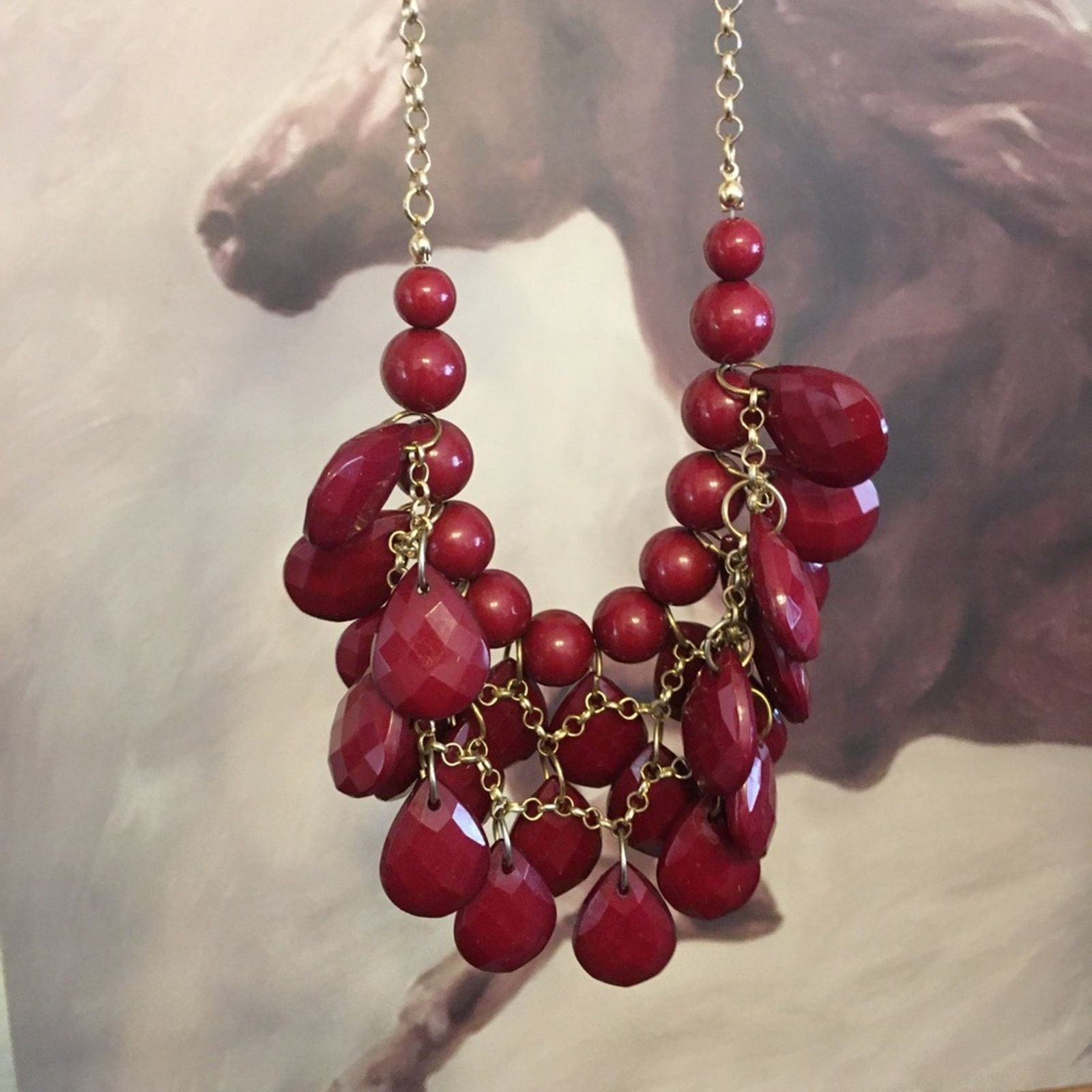 Jewelry Burgundy multi layer beaded necklace Size ONE SIZE - 4 Thumbnail