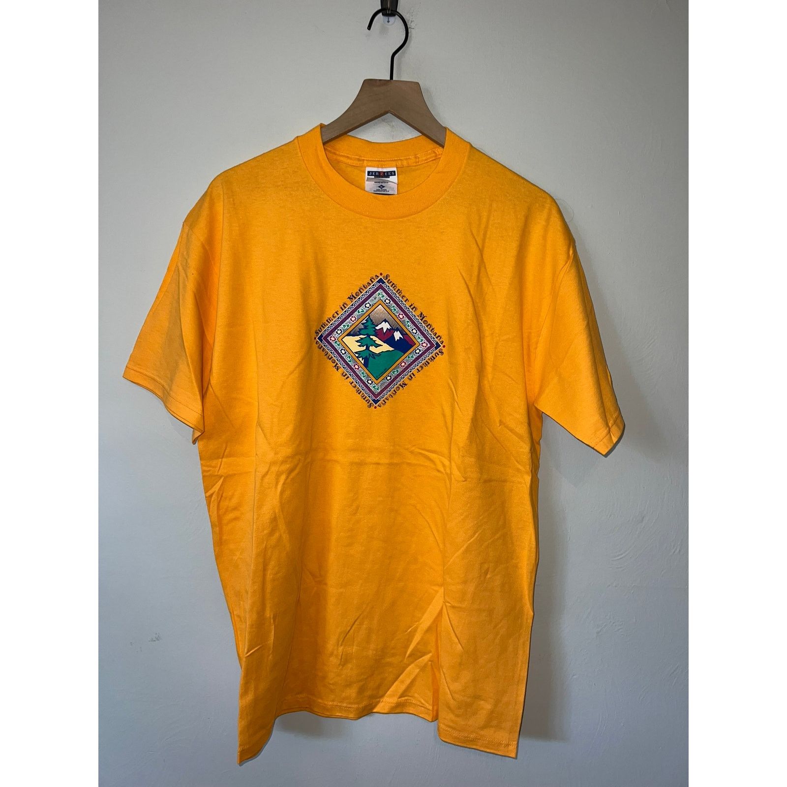 Jerzees 90s Summer in Montana MT Orange Nature Shirt VTG 1990s Large Size US L / EU 52-54 / 3 - 1 Thumbnail
