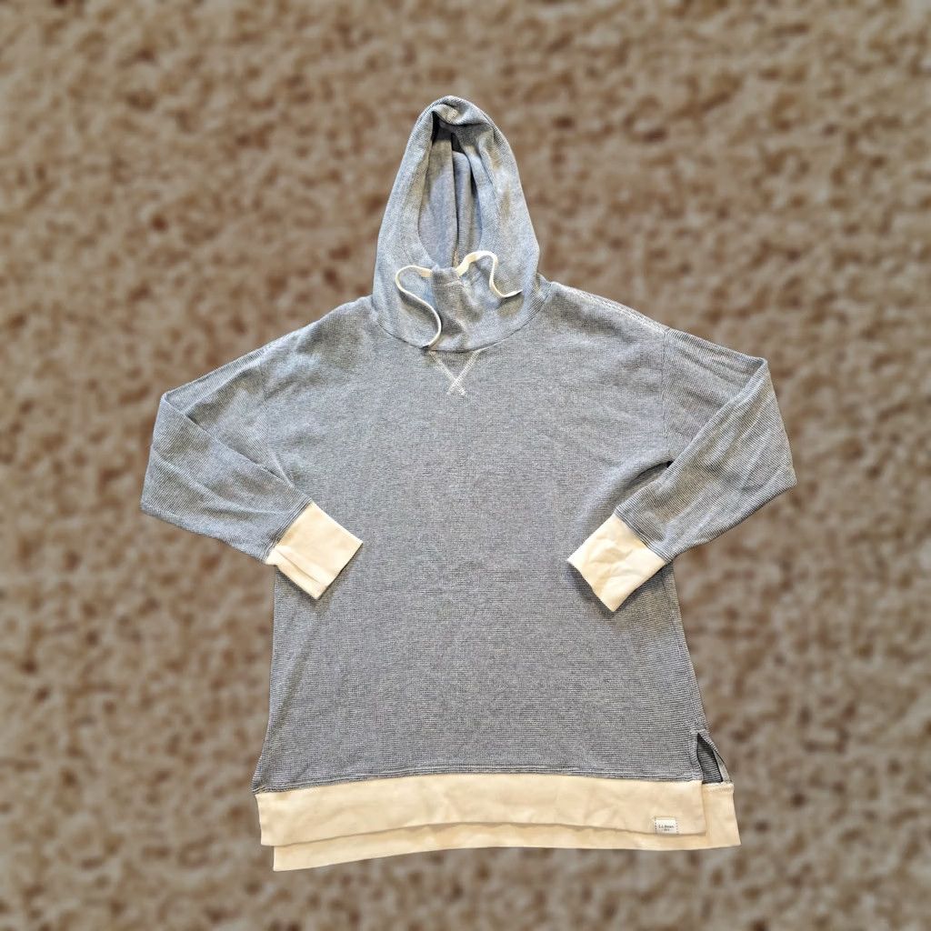 Vintage LL Bean Shirt Men Size Small Blue Thermal Hooded Stripe T-Shirt Casual Mini Waffle Print Classic Knit, Regular Fit, Cotton, Long Sleeve, Blue, 2020s Size US S / EU 44-46 / 1 - 1 Thumbnail