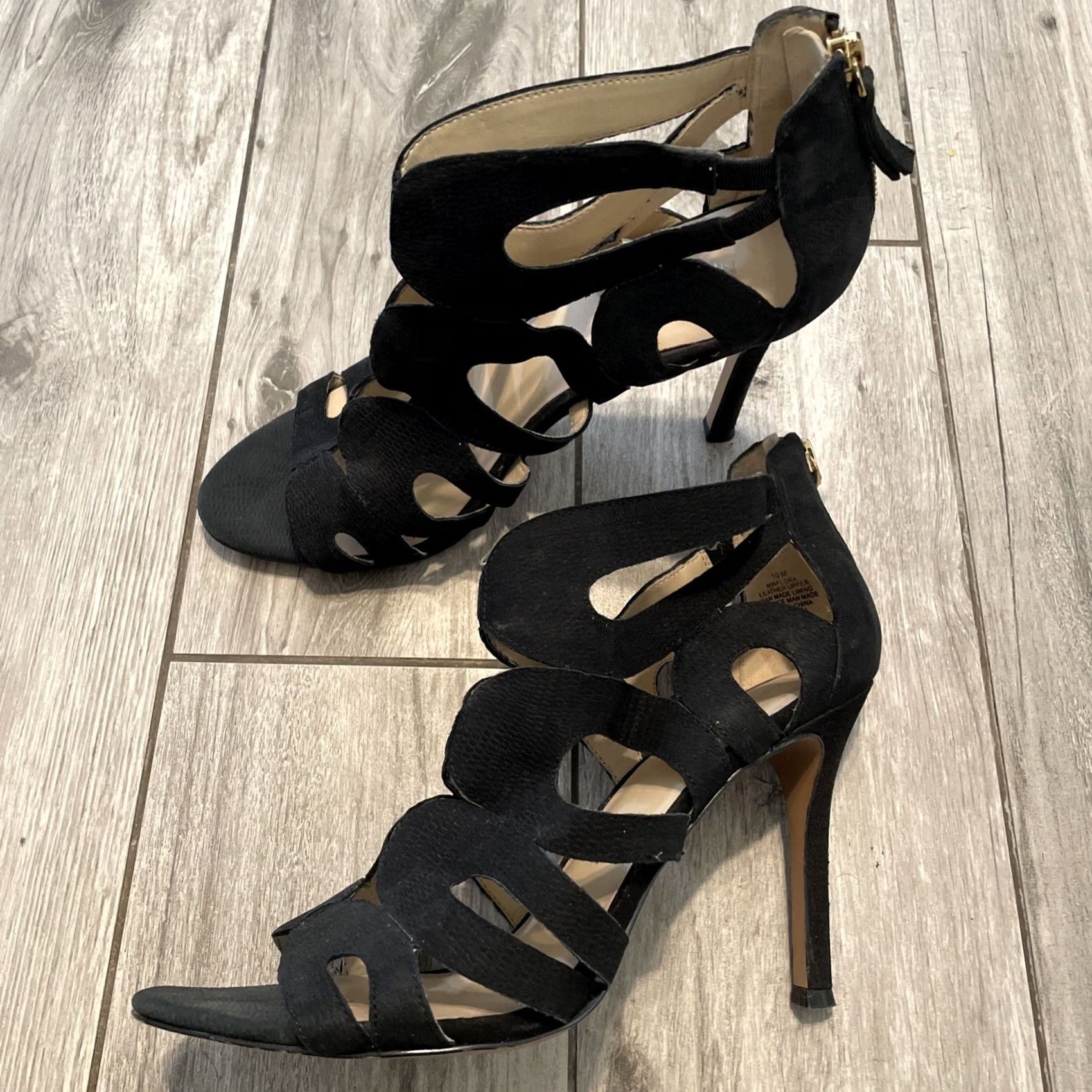 Nine West VINTAGE Nine West Leather Open Toe Cut-out Pumps Heels Black Zipper Size 10 Womens Shoes Size US 10 / IT 40 - 2 Thumbnail