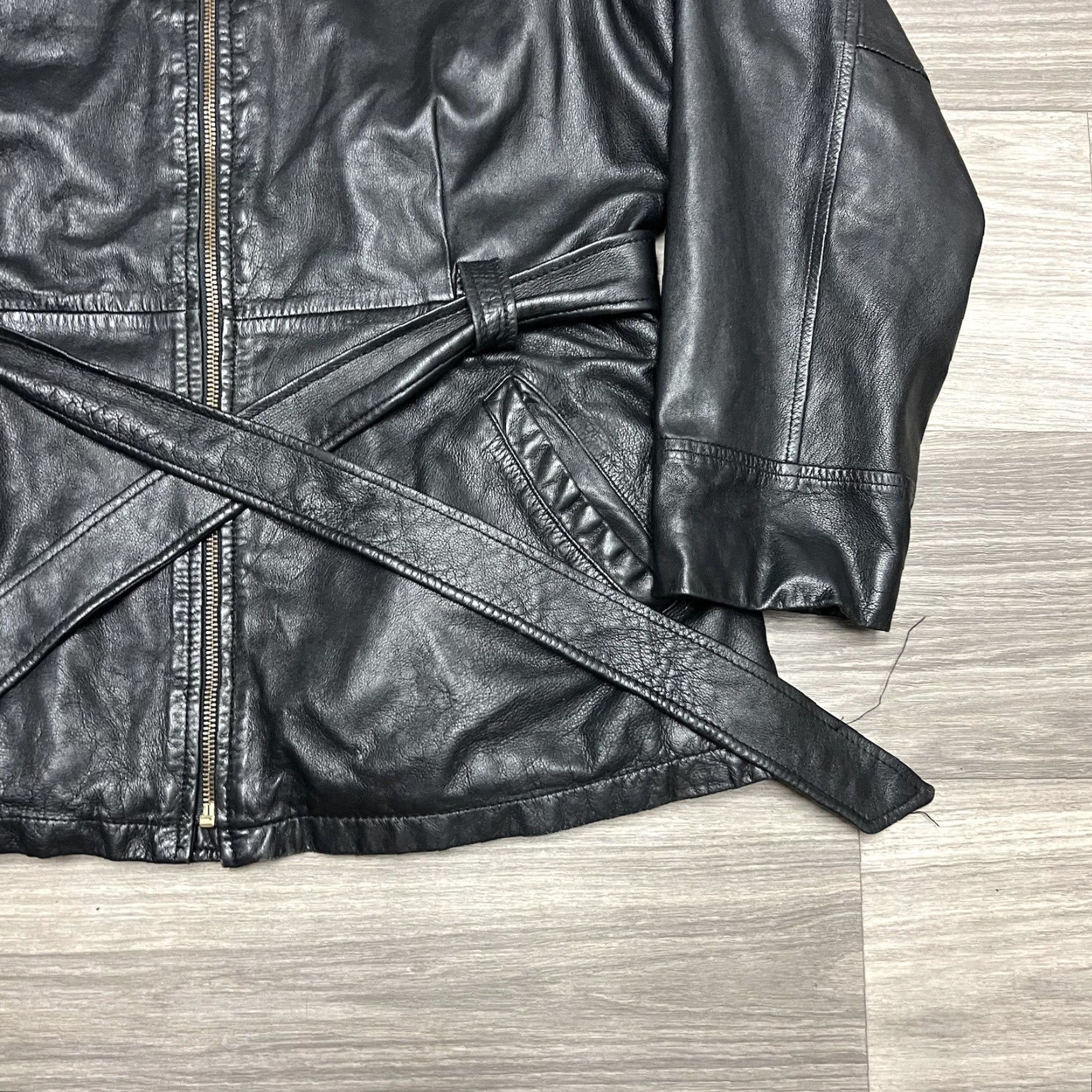 Vintage VINTAGE Leather Jacket Women XL Black Belted Full Zip Up Work Lambskin Soft Jacket Coat Size XL / US 12-14 / IT 48-50 - 5 Thumbnail