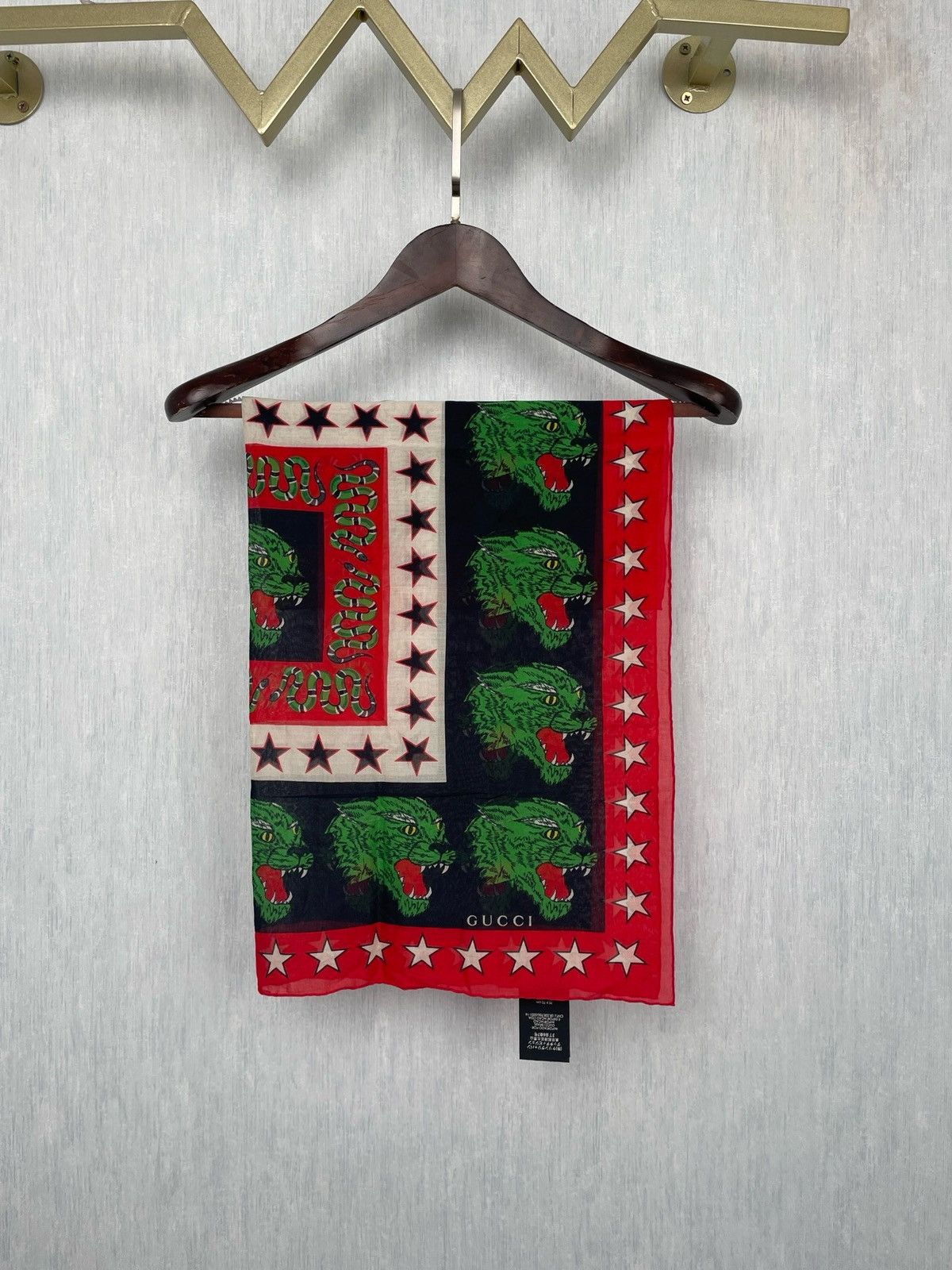 Gucci Gucci Black and Red Panther Scarf Size ONE SIZE - 4 Thumbnail