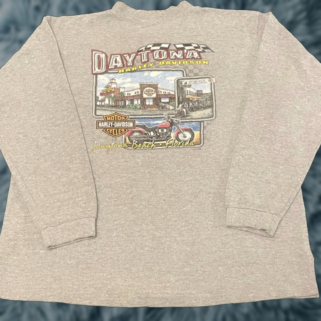 Harley Davidson VINTAGE Harley-Davidson Daytona Florida Main St Biker 2001 Long Sleeve Shirt L Gray Mens 90s Y2K Florida USA Size US L / EU 52-54 / 3 - 1 Thumbnail