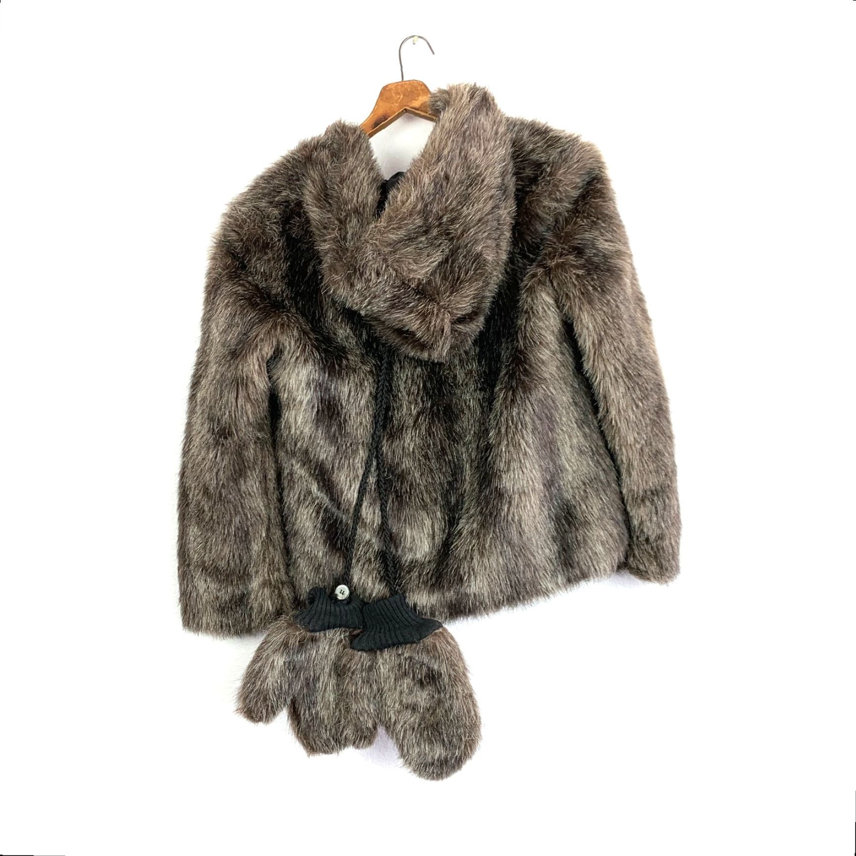 Vintage VINTAGE Furrrina Jacket Coat Mittens Gloves Furrrina Brown Short Regular M Womens Zip Coat Black? Size M / US 6-8 / IT 42-44 - 5 Thumbnail